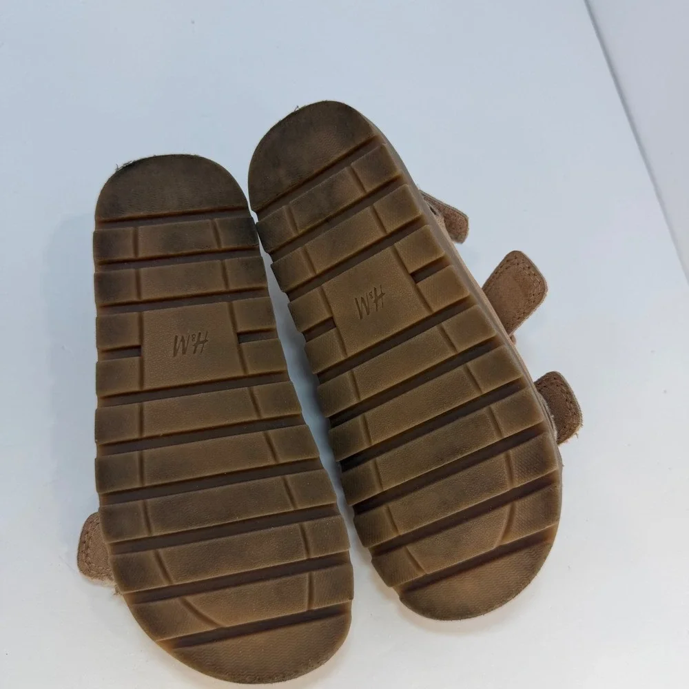 H&M Toddler Tan Faux Suede Double Buckle Strap Sandals Size 10 S-0018